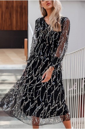 Quenna Sequined Dress in Black