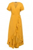 Ayla Ruffle Wrap Dress in Mustard