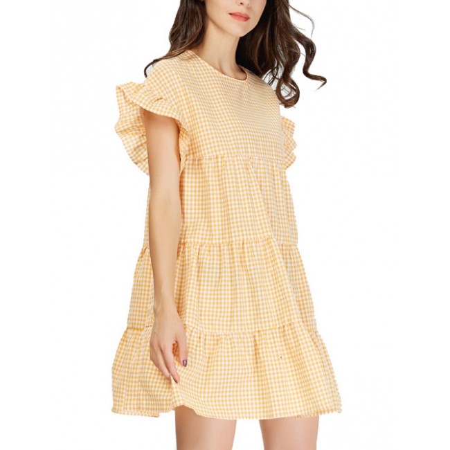 checkered yellow dress